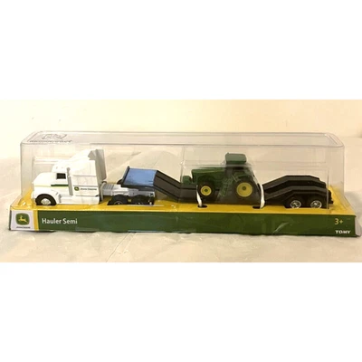  John Deere White Hauler Semi with Trailer and one Green John Deere Tractor - Image 1 of 4