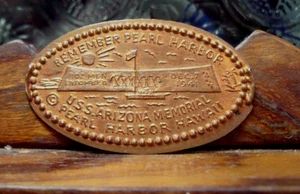 REMEMBER PEARL HARBOR US. S. ARIZONA MEMORIAL PEARL HARBOR HAWAII ELONGATED COIN - Picture 1 of 2
