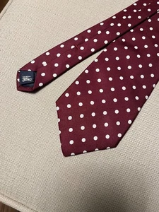 Burberry London Silk Designer Men's Neck Tie Red Polka Dot Made in USA Silk Exc - Picture 1 of 8
