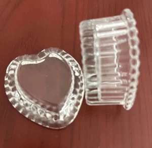 Homco Fostoria Vintage Glas herzförmiger Ring Schmuck Schale Valentinstag 3 Zoll - Bild 1 von 9