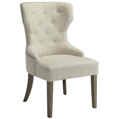 Baney Tufted Upholstered Dining Chair Beige and Rustic Grey - Image 1 of 4