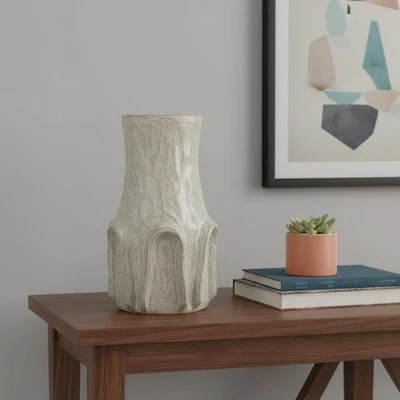 Vaso de mesa redondo de cerâmica 12" sálvia e cinza - Imagem 1 de 4