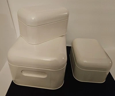 Snika Ikea 3 cajas anidadoras de hojalata blancas con tapas retiradas Foto 1 de 4