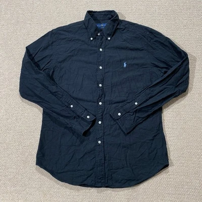 Camisa Ralph Lauren Para Hombre Grande Calce Ajustado Negra Sarga Ligera Foto 1 de 4