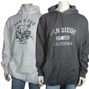 Bundle of 2 San Diego Graphic Hoodies 2XL 1 white and 1 gray Front Patch Pocket - Picture 1 of 14