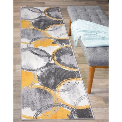 Rugshop Rugs Runner Contemporary Modern Circles Carpet Kitchen Runner Rugs 2x7 - Image 1 of 4