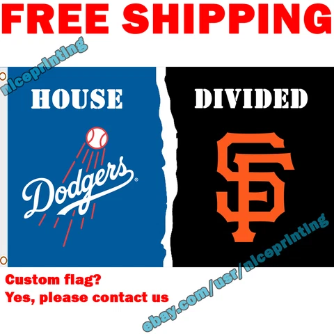 Los Angeles Dodgers vs. San Francisco Giants House Divided Flag Banner 3x5 ft Cover