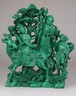 Antique Huge Chinese Carved Malachite Statue Kwanyin Buddha Deer 19th C. Qing