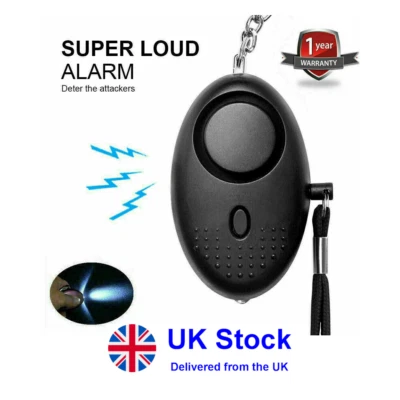 Personal Alarm Self Defence Keychain Panic Alarm for Women, Kids LED Light BLACK - Image 1 of 4