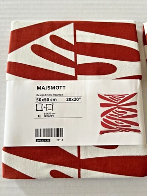 Ikea MAJSMOTT Pillow Cushion Cover 20"x 20" Off-White/Red Leaf Abstract - Image 1 of 4