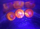 Lot Of 3 Amber Translucent UV Reactive 7/8” Shooter Marbles Cadmium Uranium