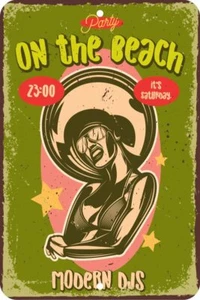 Party On The Beach Modern Djs Music Aluminum Tin Sign Plaque Man Cave Bar S306 - Picture 1 of 1