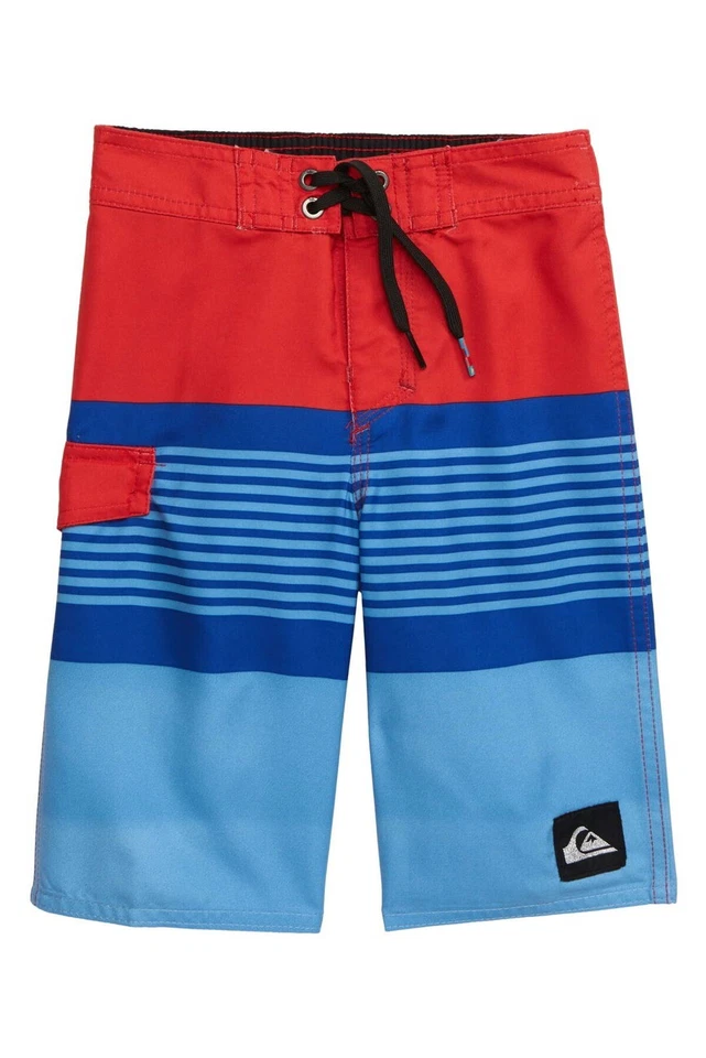  Pantalones Cortos Quiksilver Niños Pequeños 2/2T División Azul Rojo Rayas Boardies Foto 1 de 1