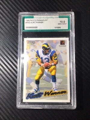 1999 Pacific Paramount #NNO Kurt Warner Rookie Card AGS 10 Gem Mint - Image 1 of 4