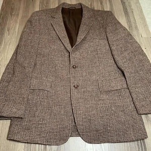 Giacca blazer Harris tweed uomo 44L tessuto a mano 100% pura lana scozzese marrone - Foto 1 di 3