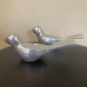 MCM Bird Silver Plate Figurine Paperweight Set Of Two - Picture 1 of 8
