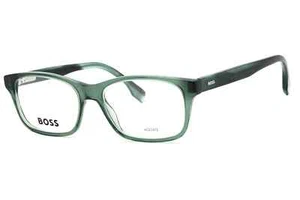 New Hugo Boss HG 1645 06AK 00 Square Crystal Green Horn Eyeglasses Authentic - Picture 1 of 4