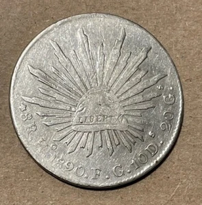 Mexico -1890 HoFG Large Silver 8 Reales - Scarce - Picture 1 of 6