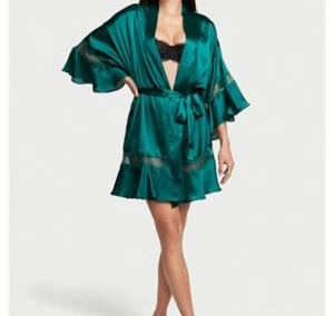 Victoria's Secret Colorblock Flounce Dressing Gown Size Xs GREEN - Picture 1 of 3