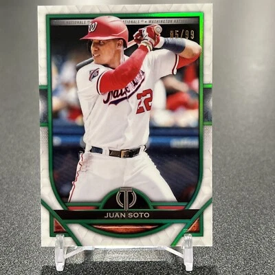 JUAN SOTO 2021 TOPPS TRIBUTE GREEN EMERALD PARALLEL #18 #'ed 85/99 - Image 1 of 2