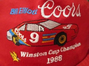 Vintage 1988 Bill Elliott Coors Winston Cup Champion Snapback Hat Mesh USA - Picture 1 of 10