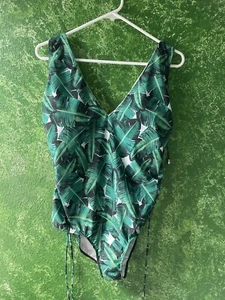 Justfab 1 Pc Bathing Suit XXL White leaf NWT - Picture 1 of 4