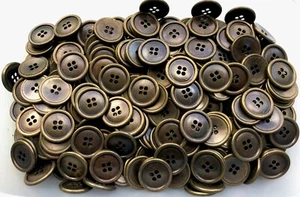 Buttons 15mm 23mm Antique Aged Brass Metal 4 Hole Industrial Button L112B L112C - Picture 1 of 24