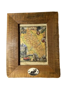 Lisa Middleton Hiking Trails Glacier National Park Map Oak Frame Moose  20x16 - Picture 1 of 12