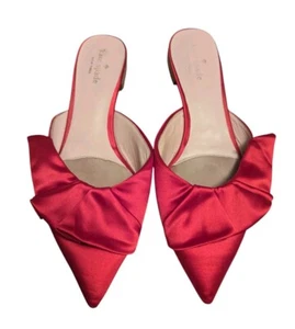 Kate Spade New York Red Satin Ruffle Bow Faryn Slip On Flats Shoes Size 10M - Picture 1 of 11