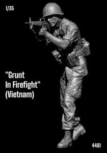 1/35 Resin Figure US Infantryman Grunt Firing M16 Rifle (Vietnam) Model Kit 4481 - Picture 1 of 4