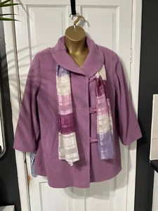 EASTEX size 18 wool / cashmere blend coat purple with a scarf included warm cosy - Picture 1 of 21