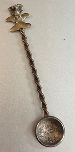 Vtg - 1979 Costa Rica 10 Centimos Coin - Silver Salt Demitasse Spoon - Picture 1 of 8