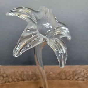 Jarrón trompeta lirio soplado a mano flor con tallo de vidrio transparente de hermosos diseños vintage - Imagen 1 de 10