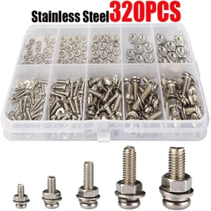 320 Stck. M2 bis M5 Edelstahl Schrauben und Kopfschrauben Muttern Schrauben Sortiment Kit - Bild 1 von 6