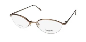 NEW VERA WANG LUXE MIREILLE 3 EYEGLASSES HALF-RIM JAPAN DESIGNER BROWN PC - Picture 1 of 8