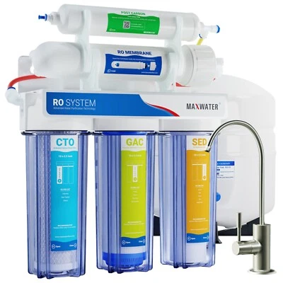 100 GPD Home Drinking 5stage Reverse Osmosis System Modern Brushed Nickel Faucet - Image 1 of 4