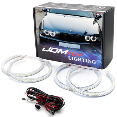 4x White LED C-Ring Kit For BMW E34 E39 5 Series Xenon Headlight Angel Eye Retro - Image 1 of 4