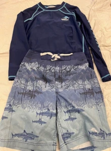 TOMMY BAHAMA KIDS BOYS 2 PIECES SWIM SET (SHARK NAVY 7)NWOT - Picture 1 of 4