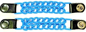2 LIGHT BLUE POWDER COATED DOUBLE CHAIN MOTORCYCLE VEST EXTENDERS MADE IN USA - Picture 1 of 1