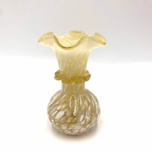 Amber Hand Blow Glass Vase Hand Painted 4.5" - Picture 1 of 12