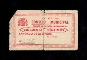 F.C. SANTIAGO DE LA ESPADA (JAÉN) , 50 CÉNTIMOS , B/C- , PICO ROTO . - Picture 1 of 2