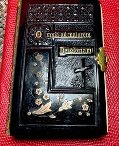 Antique Italian Ornate Prayer Book 1889 Omnia Ad Majorem Dei Gloriam As Is - Picture 1 of 14