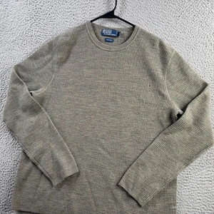 Vintage Polo Ralph Lauren Shirt Sweater Mens Large Wool Waffle Knit Thermal Crew - Picture 1 of 15