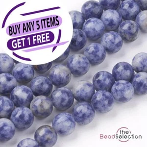 25 Blue Spot Jasper Natural Gemstone Beads 8mm Jewellery Making GS121 - Picture 1 of 5