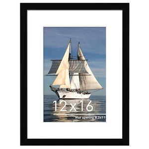 12x16 Picture Frame, Display Pictures 8.5x11 with Mat or 12 x 16 Without Mat for - Picture 1 of 7