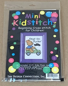 "Keep on Truckin" Cross Stitch Kit w/ Mill Hill Blue Truck Button NIP - Picture 1 of 2