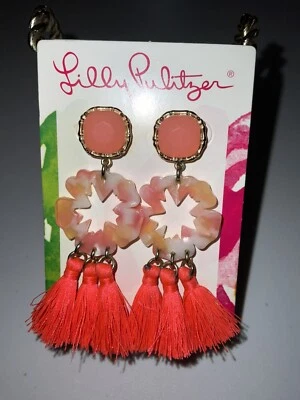 Pendientes Lilly Pulitzer NUEVO CON ETIQUETAS Shade Seeker Shellona Coral $48 Foto 1 de 4