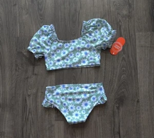 Wonder Nation Toddler Girl White/ Green Bikini Swimsuit Size 5T New With Tags - Picture 1 of 8