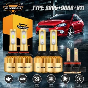 AUXBEAM 9005+9006+H11 LED Headlight Bulb Fog Light for Toyota Corolla 2009-2013 - Picture 1 of 12