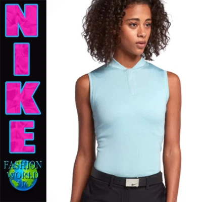 Polo de golf Nike sin mangas hoja seca para mujer talla grande Ocean Bliss/plateado Foto 1 de 4